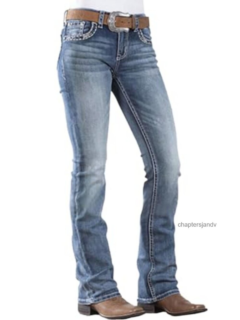 Women's Mid Rise Bootcut Stretch Denim Jeans Straight Leg Western